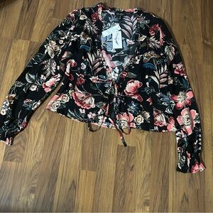 Jessica Simpson Long Sleeve Floral Wrap Top Tanya